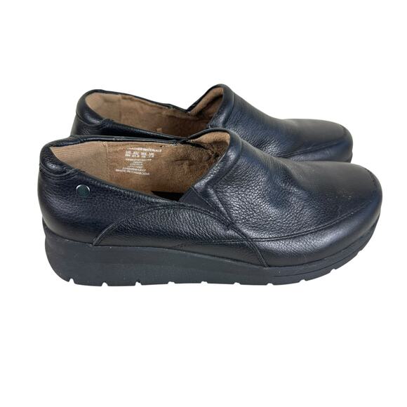 Cobbie Cuddlers Dahlia Black Leather Memo Tech Comfort Slip On Loafers Size 9W - Picture 2 of 6